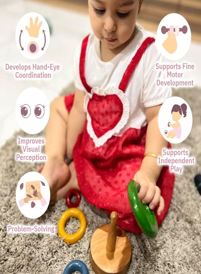 Ariro Simple Stacker Colored for Toddlers | First Montessori Stacker Ring Toy for 8M+ Baby Boy and Girl | Fine Motor Development Toy | Helps in Visual Perception & Problem Solving Activities - Image 3